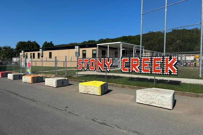 Modular elementary school classrooms in Antietam School District near where a new elementary school will be built.
