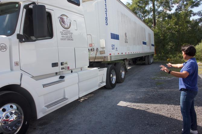 Jenny Lozada, a trainer at Optimist CDL Coaching School in Wernersville, talks about teaching truck drivers.