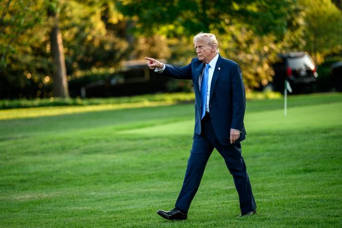 President Donald Trump on the South Lawn of the White House, Monday, Sept. 22, 2025.