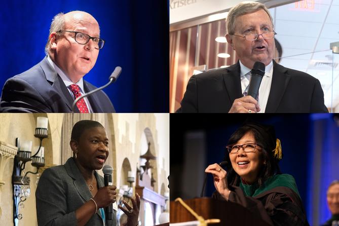 Clockwise, from top left: Steve Massini, Robert Harbaugh, Karen Kim, and Deborah Addo.