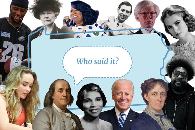 A map of Pennsylvania surrounded by cutouts of celebrities and other figures.