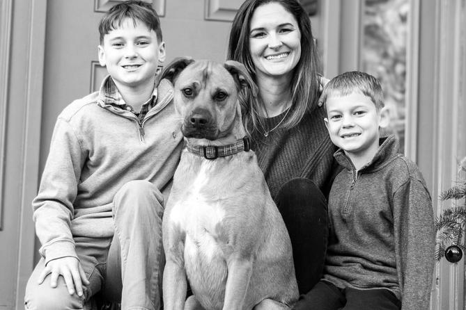 Lauren Conrad of Cumru Township with her sons, Logan, 12, and Carson, 9, and their dog, Nya. Lauren Conrad of Cumru Township with her sons, Logan, 12, and Carson, 9, and their dog, Nya.