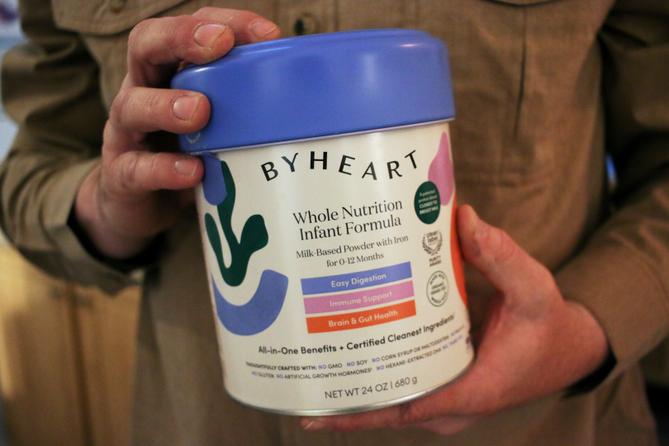 A container of ByHeart baby formula, which was recently recalled by ByHeart.
