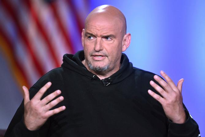 John Fetterman participates in a debate in Boston in 2025.