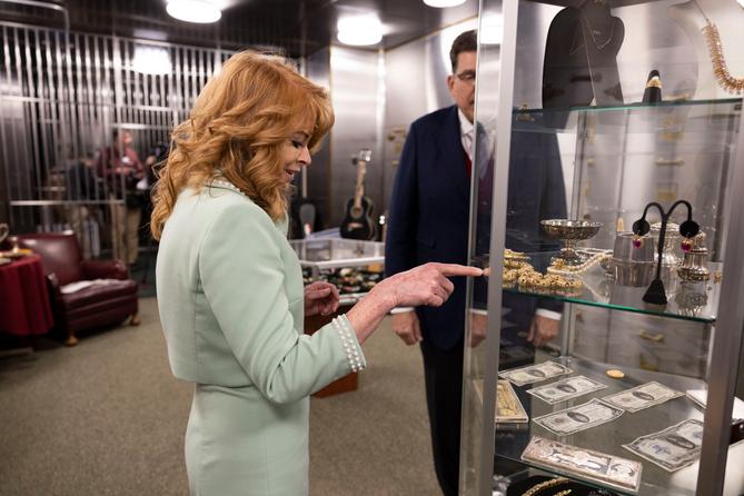 Garrity giving a tour of Treasury's vault during her first term, in March, 2023. Garrity giving a tour of Treasury's vault during her first term, in March, 2023.