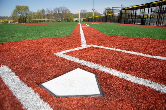 A home plate at a baseball field