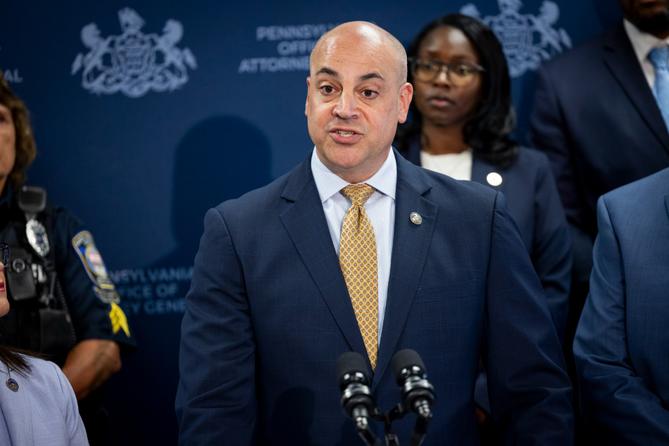 Pa. Attorney General Dave Sunday at a September, 2026 press conference. Pa. Attorney General Dave Sunday at a September, 2026 press conference.