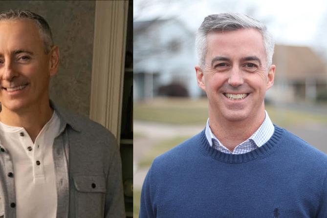 U.S. Rep. Brian Fitzpatrick (left) and his Democratic opponent, Bob Harvie U.S. Rep. Brian Fitzpatrick (left) and his Democratic opponent, Bob Harvie