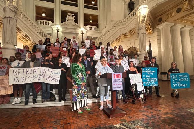 People rally inside the PA Capitol in June to call for “meaningful second-degree murder sentencing reform.” People rally inside the PA Capitol in June to call for “meaningful second-degree murder sentencing reform.”