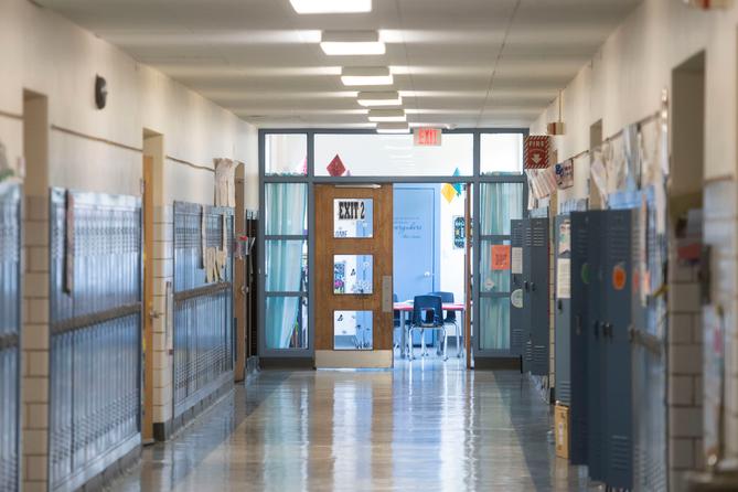 The hallway of a Pennsylvania school