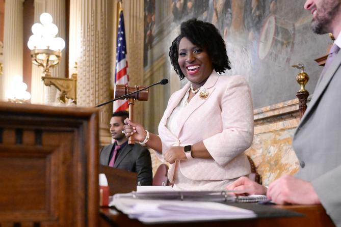 Philadelphia’s Joanna McClinton now leads the state House Democratic caucus, which passed new rules this year.