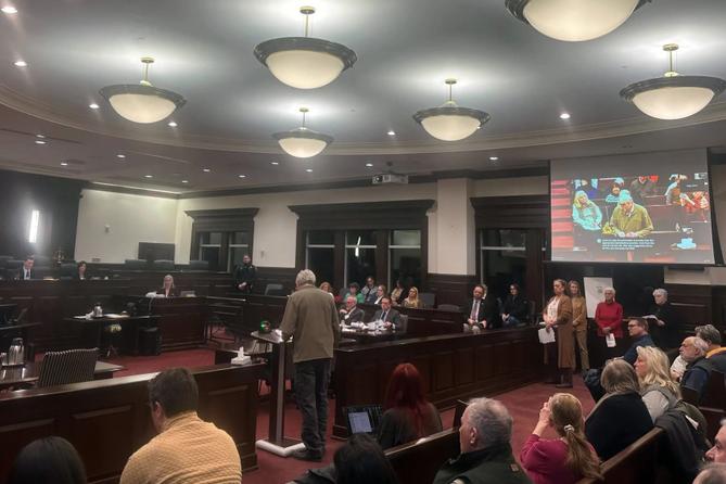 A commenter speaks about misprinted pollbooks at a meeting of the Chester County Board of Elections on Feb. 3, 2026.