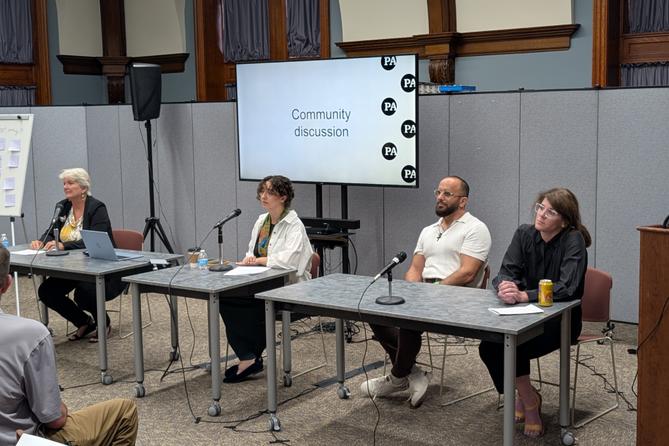 Panelists lead a community conversation at Spotlight PA’s live event in Scranton, Pa. on the state’s mental health system. Panelists lead a community conversation at Spotlight PA’s live event in Scranton, Pa. on the state’s mental health system.